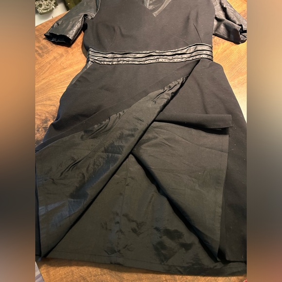 The Kooples Hopla Italian Lamb Leather Trimmed Sheath Wrap Dress - Picture 6 of 16